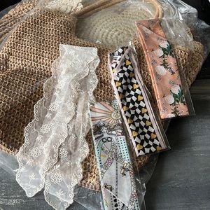 Various scarves for accessorizing your summer bags, check out my closet